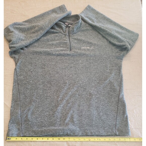 Eddie Bauer 1/4 Zip Pullover Sweater Fleece Gray Heathered Mens Size Large - Picture 15 of 16